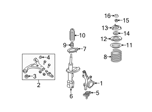 2010 Kia Rondo Front Suspension Components, Lower Control Arm, Stabilizer Bar Arm Complete-Front Lower Diagram for 545001D000