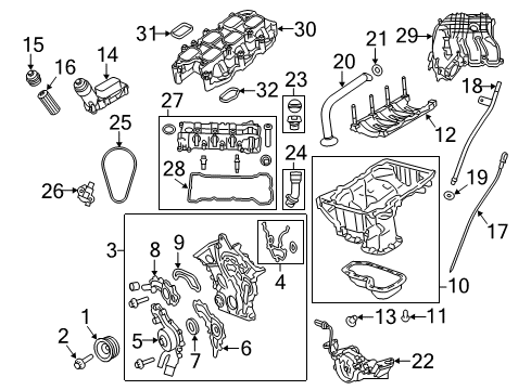 2015 Dodge Journey Engine Parts, Mounts, Cylinder Head & Valves, Camshaft & Timing, Variable Valve Timing, Oil Cooler, Oil Pan, Oil Pump, Crankshaft & Bearings, Pistons, Rings & Bearings Engine Intake Manifold Diagram for 5184693AE