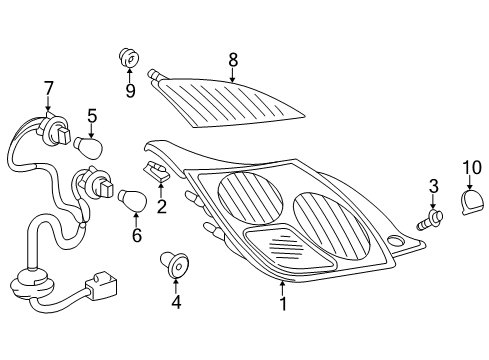 2003 Lexus SC430 Bulbs Lens, Rear Combination Lamp, LH Diagram for 81561-24080