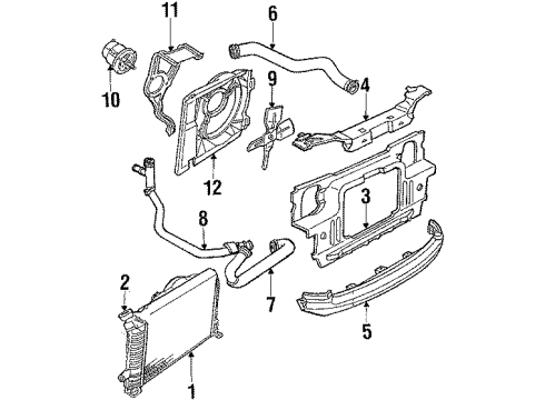 1984 Mercury Topaz Radiator & Components, Cooling Fan Washer Reservoir Diagram for E4FZ-17618-A