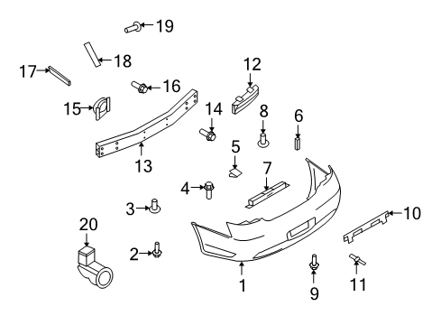 2012 Infiniti G25 Parking Aid Sonar Sensor Assembly Diagram for 25994-JK94E