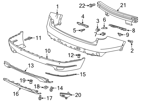 2021 Honda Pilot Bumper & Components - Rear Screw, Tapping (5X14) (Po) Diagram for 93913-15380