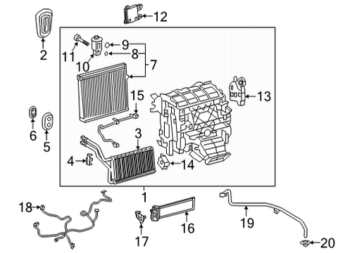 2021 Toyota RAV4 Prime A/C Evaporator & Heater Components AC & Heater Assembly Diagram for 87050-42B70