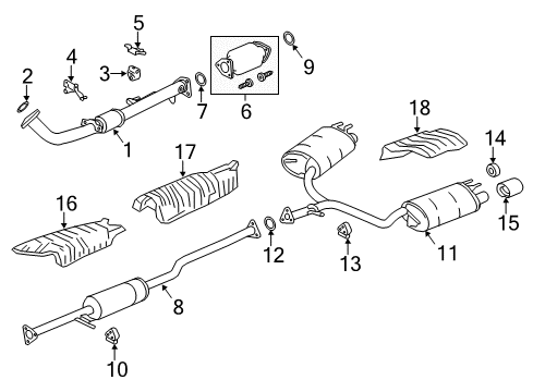 2014 Honda Accord Exhaust Components Gasket, Exhaust Pipe Diagram for 18212-T2F-A01