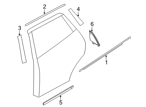 2019 Nissan Rogue Exterior Trim - Rear Door Moulding-Rear Door, LH Diagram for 82877-4BA0A