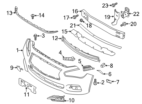 2018 Infiniti Q50 Front Bumper Bolt Diagram for 01121-N8071