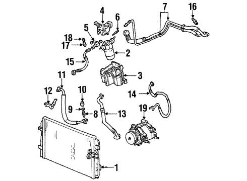 2001 Oldsmobile Aurora A/C Condenser, Compressor & Lines Compressor Assembly Diagram for 25740050