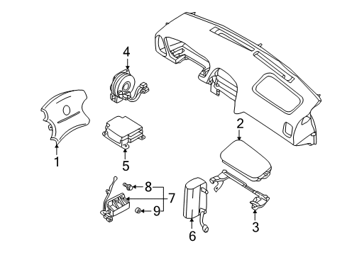 2003 Infiniti QX4 Air Bag Components Sensor-Side Air Bag Center Diagram for 98820-4W326