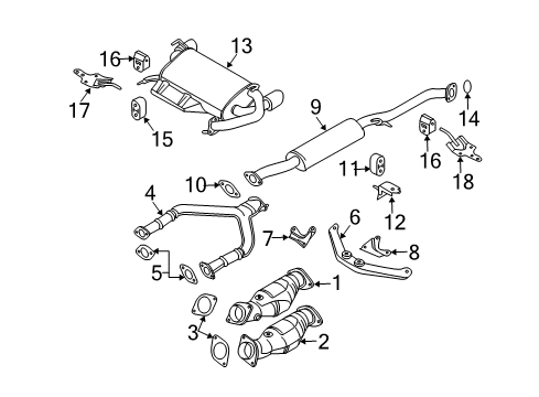 2007 Infiniti FX45 Exhaust Components Three Way Catalytic Converter Diagram for B08B2-CL60A