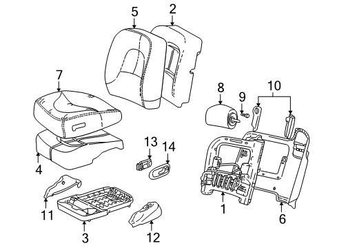 1998 Buick Park Avenue Front Seat Components Pad Asm, Driver Seat Cushion Diagram for 12530429