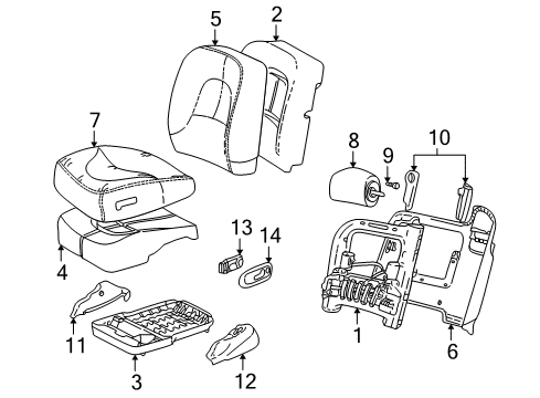 2002 Buick Park Avenue Power Seats Pad Asm, Driver Seat Cushion Diagram for 12456668