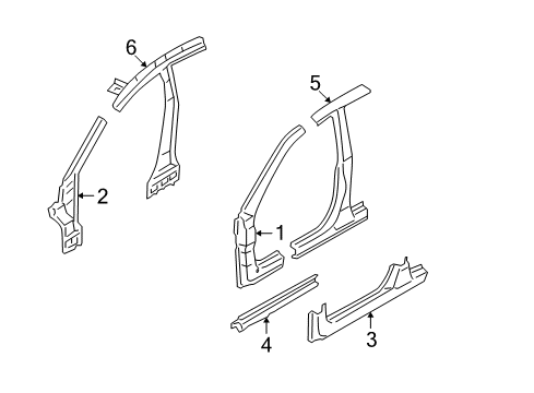 2012 Hyundai Elantra Center Pillar, Hinge Pillar, Rocker Panel Panel Assembly-Side Sill Inner, LH Diagram for 65170-2H010