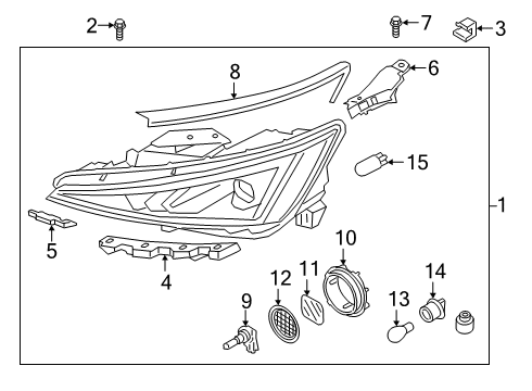 2020 Hyundai Elantra Bulbs Driver Headlight Halogen Korean Built Diagram for 92101-F2540