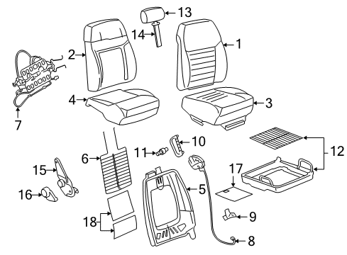 2007 Ford Mustang Front Seat Components Latch Diagram for 6R3Z-6362432-A