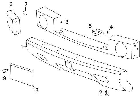 2003 Hummer H2 Front Bumper Bumper Bracket Diagram for 15058332