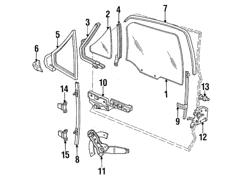 1986 Ford Bronco II Door Glass & Hardware Handle, Inside Diagram for E9TZ-1021818-A