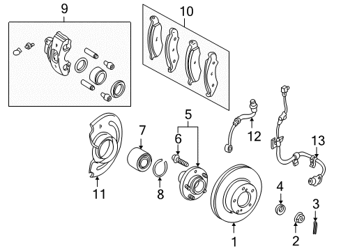 2001 Nissan Quest Front Brakes Piston-Cylinder Diagram for 41121-0B000