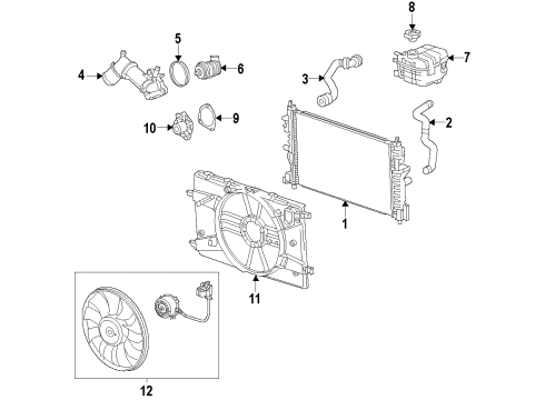 2015 Chevrolet Cruze Cooling System, Radiator, Water Pump, Cooling Fan Housing Asm-Engine Coolant Thermostat Diagram for 12647027