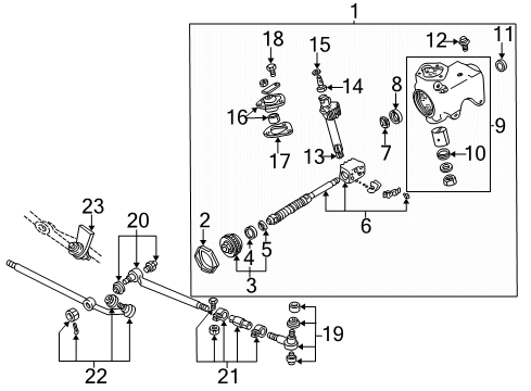 1997 Ford E-350 Econoline Club Wagon P/S Pump & Hoses, Steering Gear & Linkage Filler Cap Diagram for YF1Z-3A006-AA