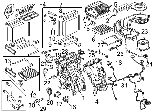 2010 Saab 9-5 A/C Evaporator & Heater Components Gear Diagram for 13267333