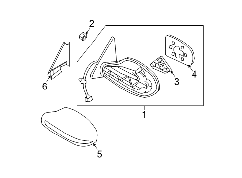 2009 Nissan Maxima Outside Mirrors Actuator Assy-Mirror, LH Diagram for 96368-ZK36E