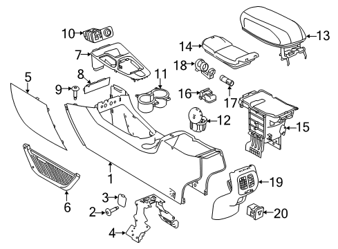 2015 Jeep Cherokee Console Bin-Floor Console Diagram for 5SF41DX9AA