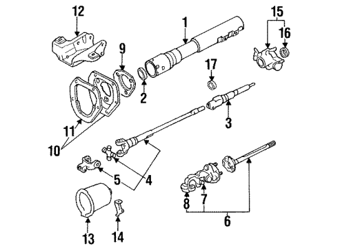 1988 Toyota Pickup Steering Column Assembly Cylinder & Keys Diagram for 69057-95715