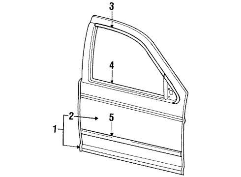 1993 Ford Taurus Front Door & Components, Exterior Trim Body Side Molding Diagram for F5DZ5420879PTME