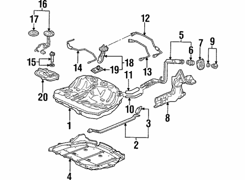 1997 Honda Prelude Fuel Supply Band, Passenger Side Fuel Tank Mounting Diagram for 17521-S30-L00