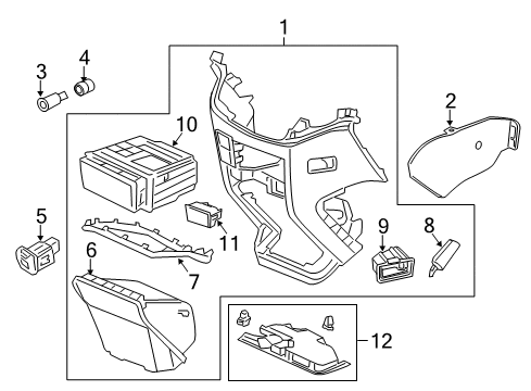 2016 Honda Odyssey Front Console Console *YR400L* Diagram for 77299-TK8-A61ZA