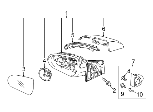 2019 Hyundai Accent Mirrors Glass Holder Assembly-Outside Rear View, RH Diagram for 87621-H9030