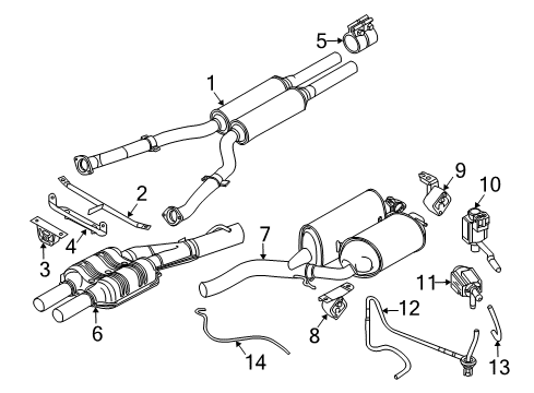 2008 BMW 750Li Exhaust Components Centre And Rear Muffler Diagram for 18307966270