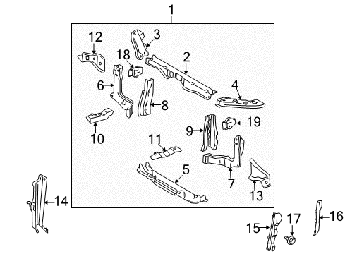 2006 Toyota Highlander Radiator Support Support Diagram for 52115-48020