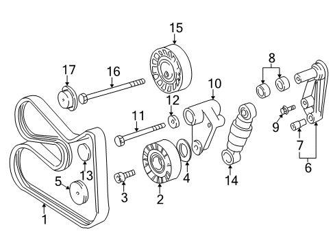 1998 BMW Z3 Belts & Pulleys Base Plate Diagram for 11281726774