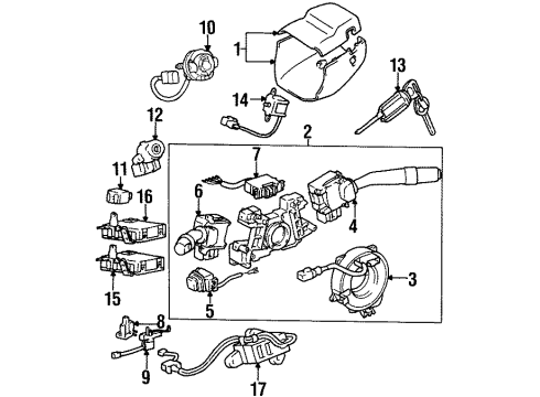 1997 Lexus LS400 Shroud, Switches & Levers Cover, Steering Column Diagram for 45286-50907-B0