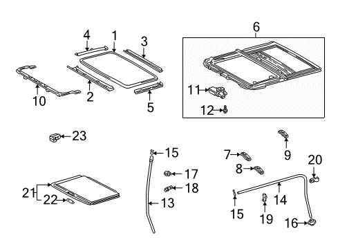 2001 Toyota Highlander Sunroof Sunshade Knob Diagram for 63328-12030-A1