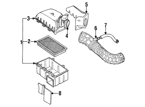 1990 Ford Aerostar Powertrain Control Throttle Position Sensor Diagram for FO7Z9B989B