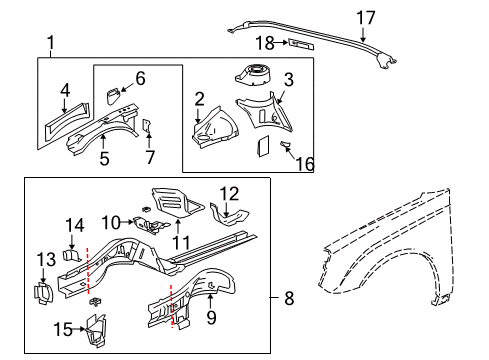 2007 Chevrolet Malibu Structural Components & Rails Bar Asm-Front Suspension Strut Housing Upper Tie Diagram for 15286584