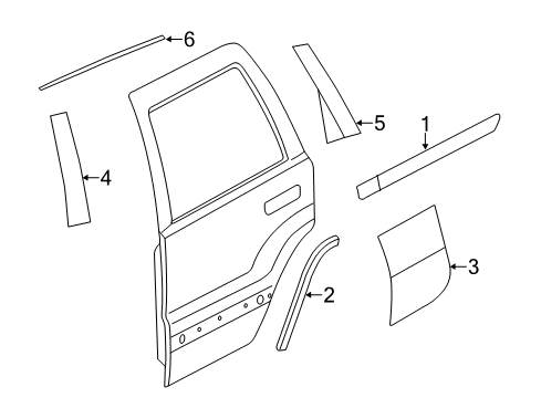 2012 Jeep Grand Cherokee Exterior Trim - Rear Door Molding-Day Light Opening Diagram for 68257473AD