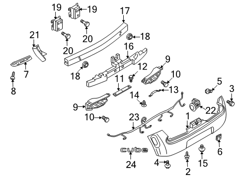 2009 Nissan Cube Rear Bumper Sensor-Sonar Diagram for 25994-CM11E