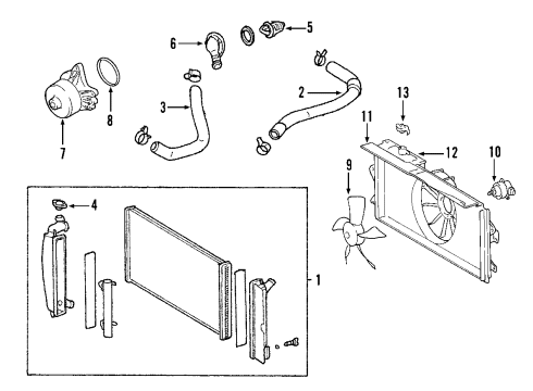 2008 Toyota Matrix Powertrain Control Fan Blade Diagram for 16361-0D100