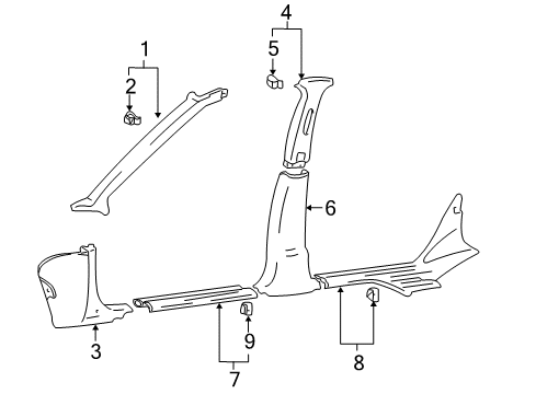 2003 Hyundai XG350 Interior Trim - Pillars, Rocker & Floor Trim Assembly-Front Pillar RH Diagram for 85820-39500-ZQ