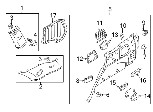 2015 Kia Sorento Interior Trim - Quarter Panels Luggage Cup Holder, Right Diagram for 857432P200H9