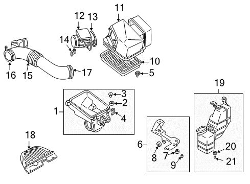 2005 Chrysler Sebring Air Intake Air Cleaner Duct Diagram for MR323263