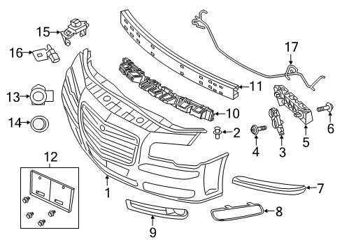 2012 Chrysler 300 Front Bumper APPLIQUE-FASCIA Diagram for 68127940AB