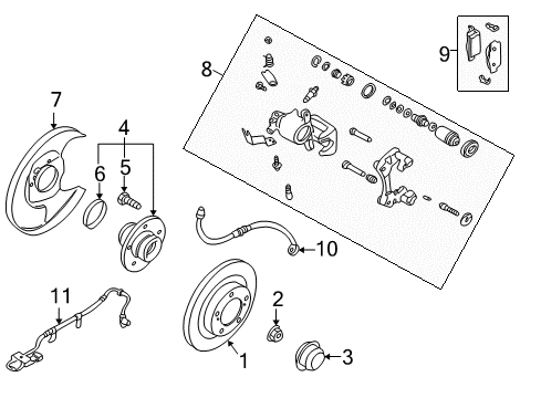 2002 Infiniti I35 Brake Components CALIPER-R RH, W/O PADS/SHIM Diagram for 44001-4U010