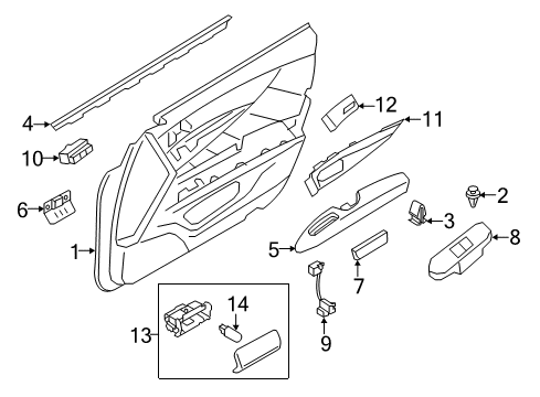 2017 Infiniti Q70 Power Seats Front Door Armrest, Left Diagram for 80941-1MA1B