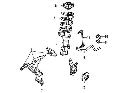 2009 Ford Mustang Front Suspension, Lower Control Arm, Stabilizer Bar, Suspension Components Bushings Diagram for 7R3Z-5484-E