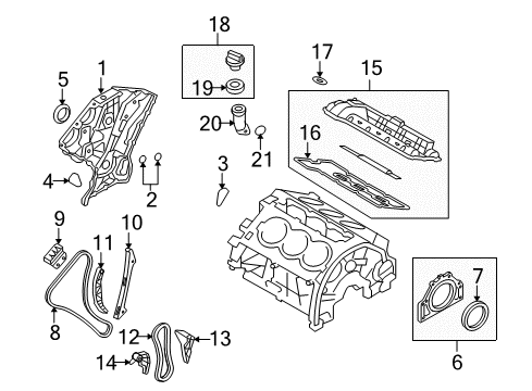 2015 Hyundai Genesis Coupe Valve & Timing Covers Gasket-Oil Filter Bracket Diagram for 21356-3C510