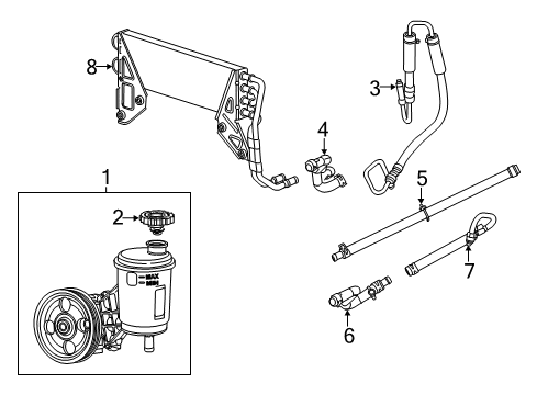 2017 Ram 2500 P/S Pump & Hoses, Steering Gear & Linkage Hose-Power Steering Return Diagram for 68031954AG